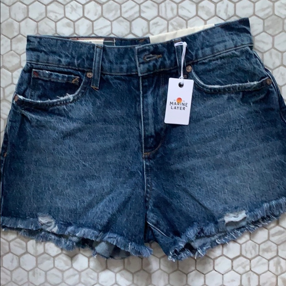 Marine layer denim shorts dark wash